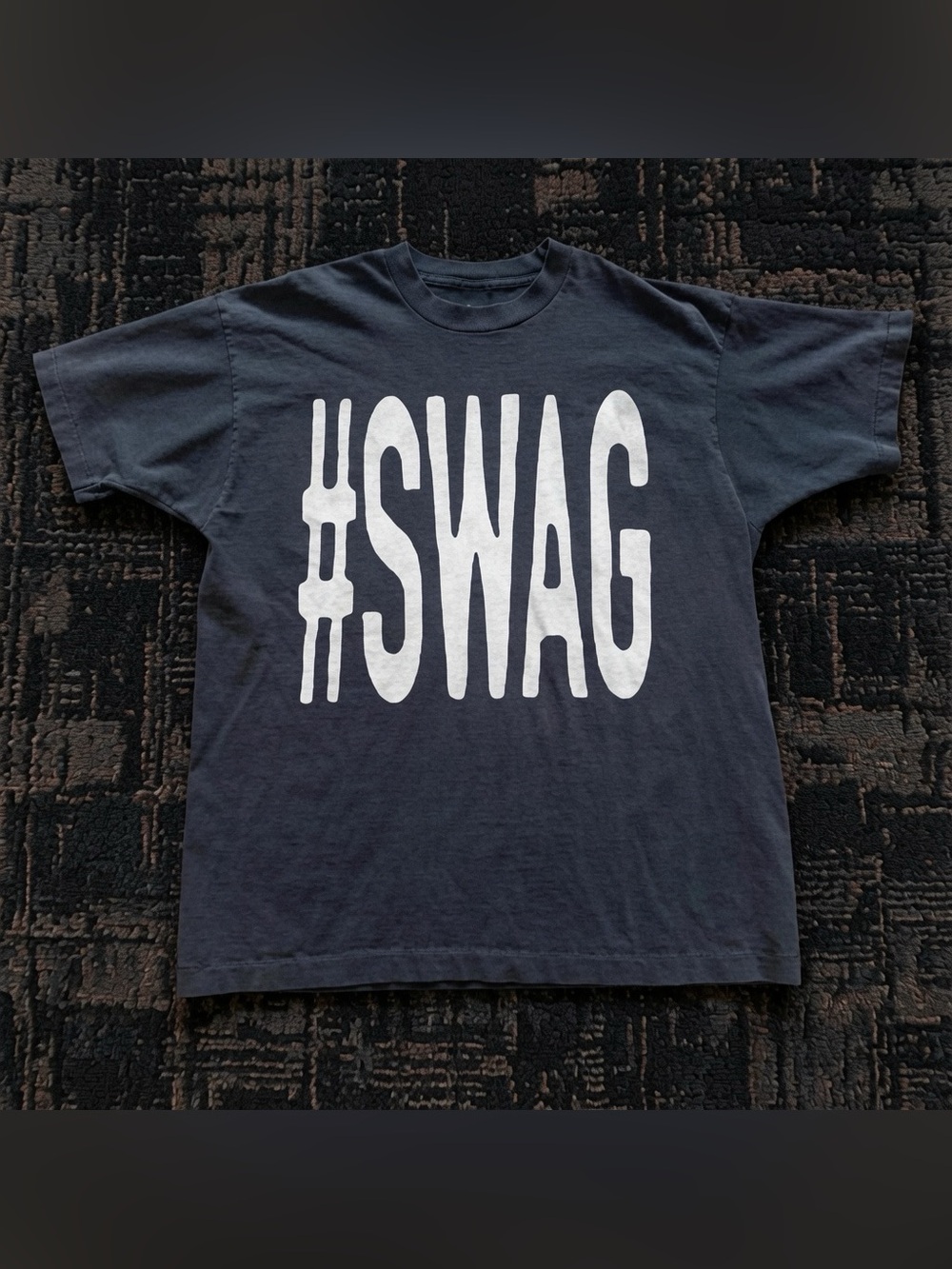 #SWAG Graphic Tee in Dark Black with White Print